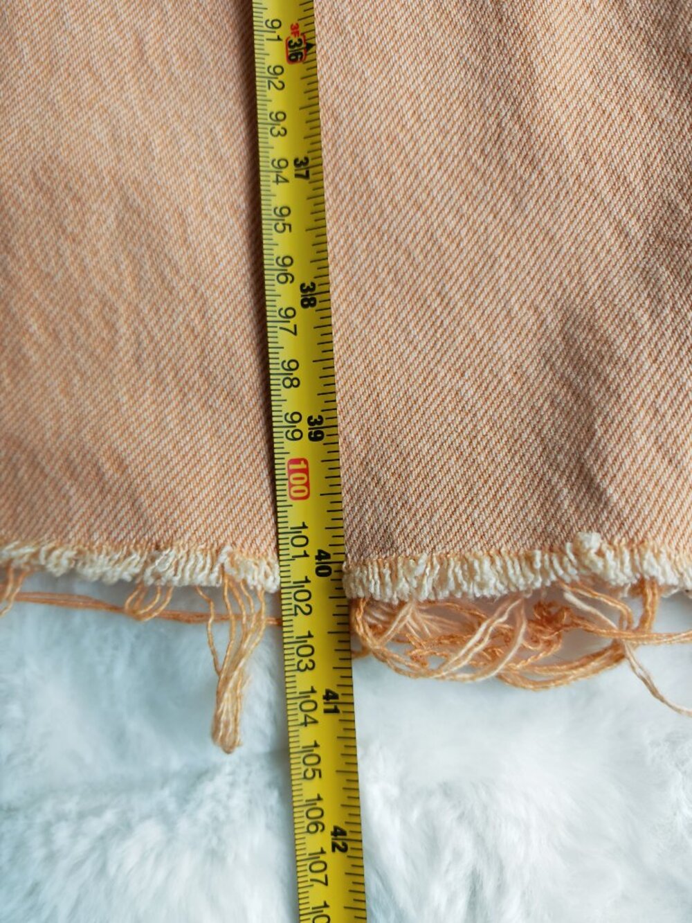Zara Peach Wide Leg Jeans Size 2 High Rise Raw Hem Cropped Denim Pants Trendy - Picture 11 of 15